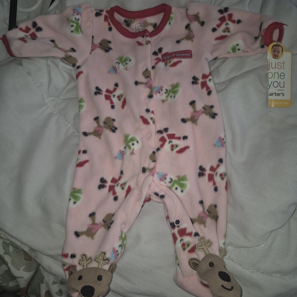 Carter's Pink Reindeer Fleece Pajamas